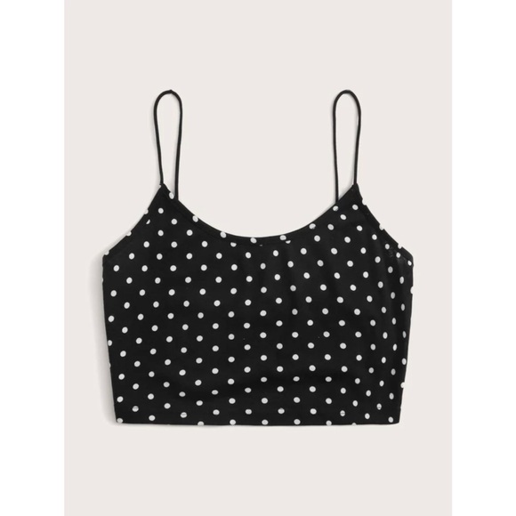 Polka Dot White & Black Cami Crop Top 🖤 - Picture 3 of 6